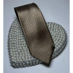 Oscar De La Renta Tie Men's One Size Beige Polka Dot Classic Pointed Formal